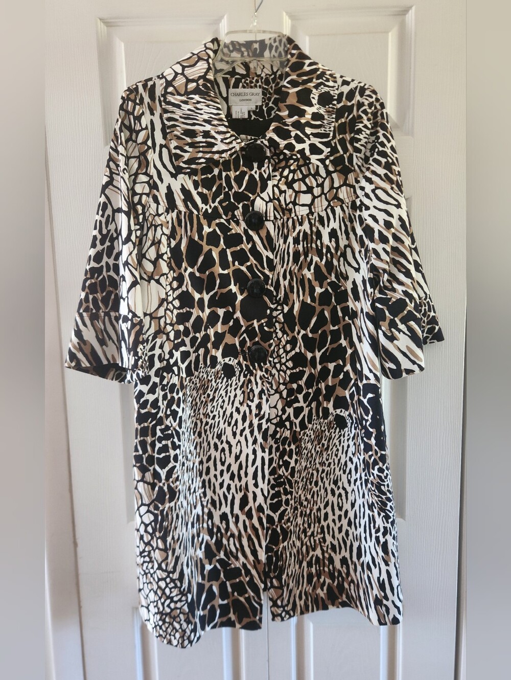 Cougar Animal Print Trench Coat Rain Jacket Charles Gray Lightweight L